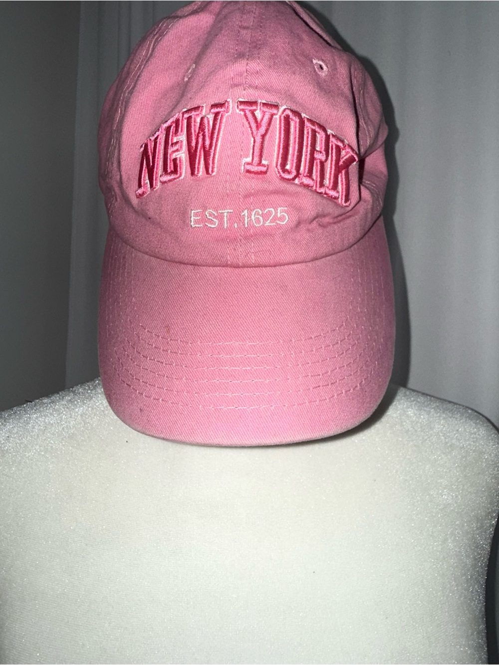 Pink New York hat